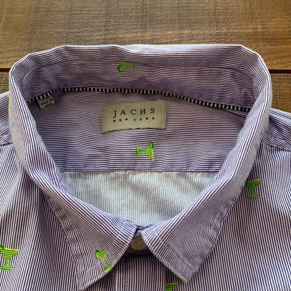 JACHS Purple & White Striped Shirt w/ Green Martini Glasses, XL - Picture 6 of 10